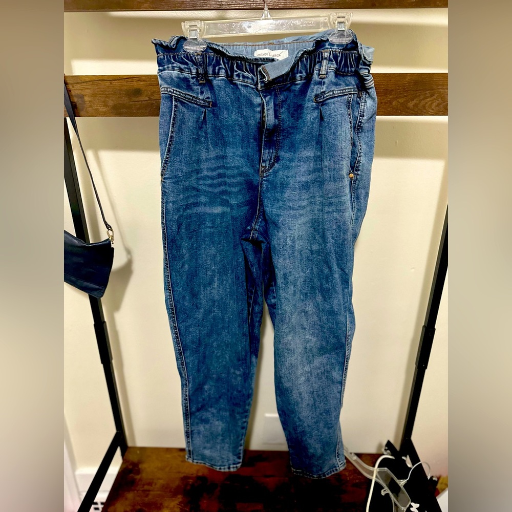 Vintage America high ruffle waist mom jeans - 16